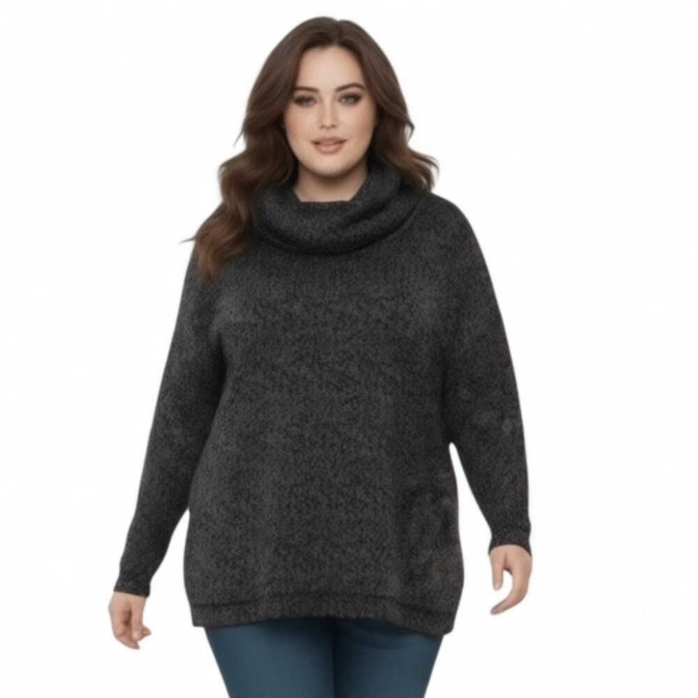 NEW Calvin Klein XL Cowlneck Grey Black Leopard Tunic Sweater - Picture 2 of 8